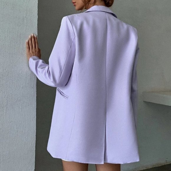 single breasted blazer chic fun classy business casual purple - Picture 5 of 6
